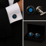 Quantum Physics Atom Light Blue Cufflinks