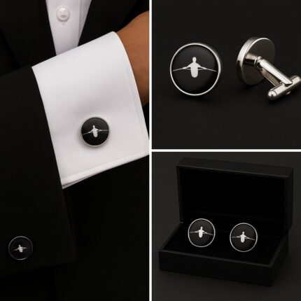 Rowing Black And White Cufflinks