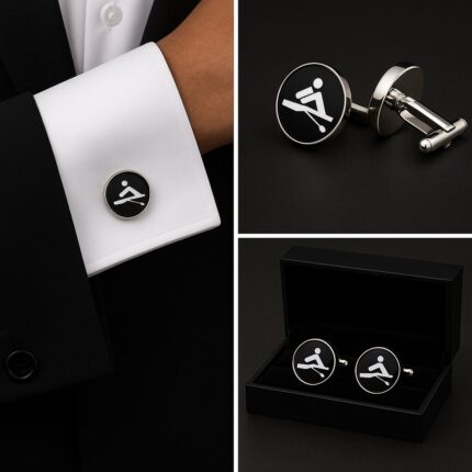 Rowing Black & White Cufflinks