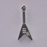 Silver Guitar Lapel Pin Badge