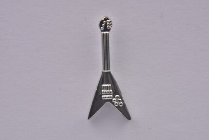 Silver Guitar Lapel Pin Badge