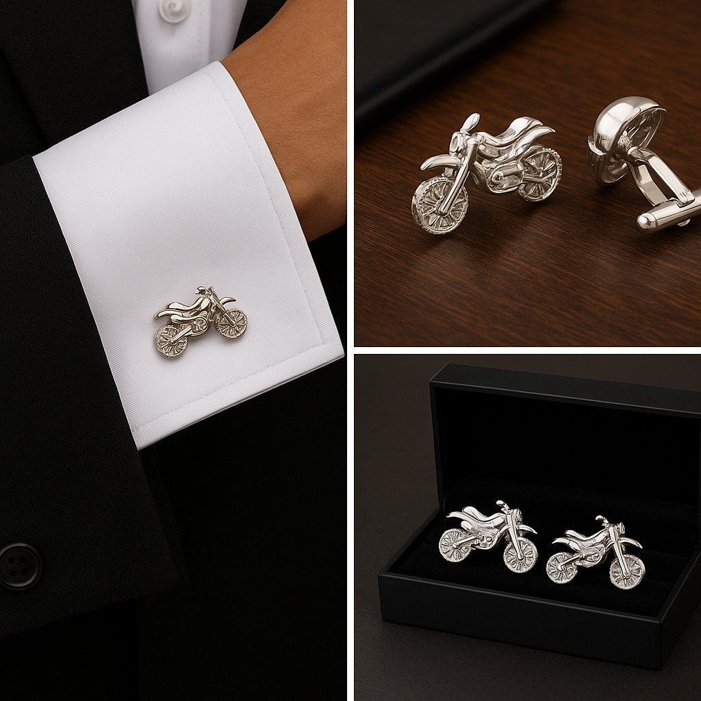Silver Motocross Cufflinks Silver Motocross Cufflinks