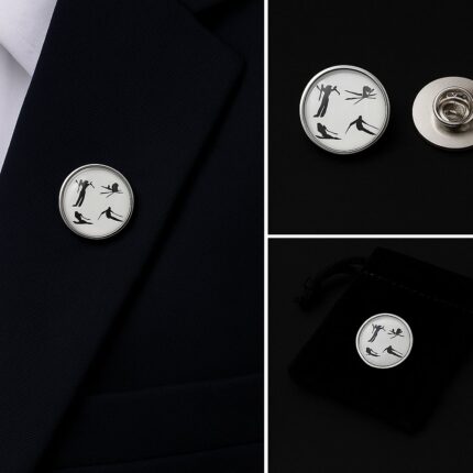 Skier Silhouette Lapel Pin Badge