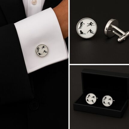 Skiier Silhouette Cufflinks