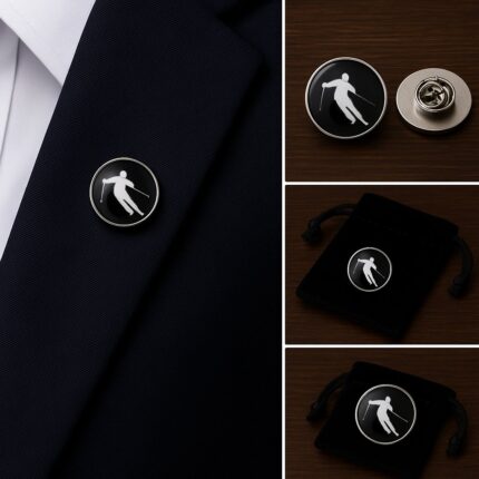 Skiing Lapel Pin Badge