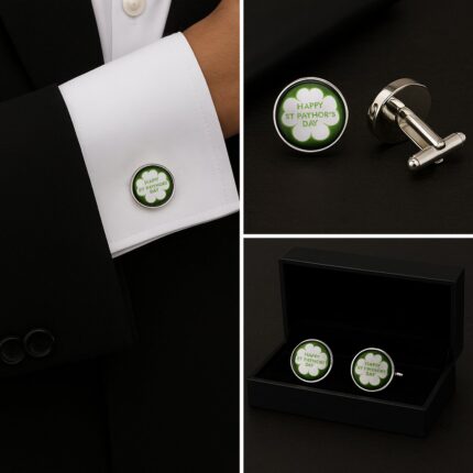 St Patricks Day Shamrock Cufflinks