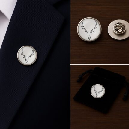 Stag Silhouette Lapel Pin Badge