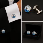 Surfer Blue Wave Cufflinks
