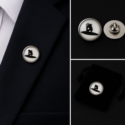 Surfer Silhouette Lapel Pin Badge