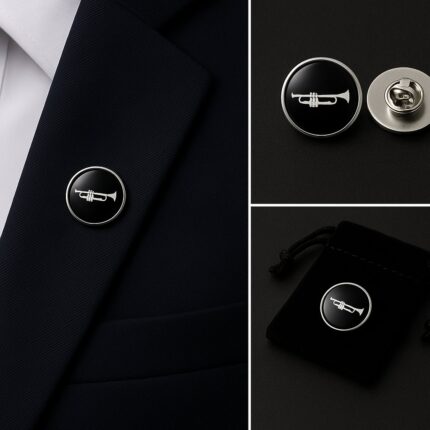 Trumpet Black And White Lapel Pin Badge
