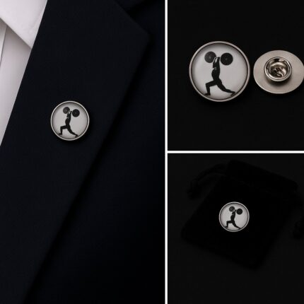 Weightlifter Lapel Pin Badge