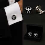 Weightlifting Black & White Cufflinks